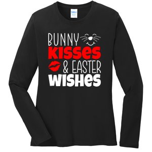 Bunny Kisses And Easter Wishes Ladies Long Sleeve Shirt