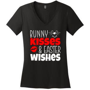 Bunny Kisses And Easter Wishes Women's V-Neck T-Shirt