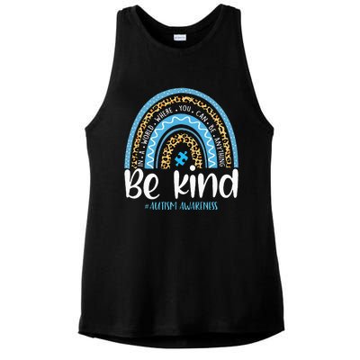 Be Kind Autism Awareness Leopard Rainbow Choose Kindness Ladies PosiCharge Tri-Blend Wicking Tank