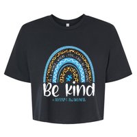 Be Kind Autism Awareness Leopard Rainbow Choose Kindness Bella+Canvas Jersey Crop Tee