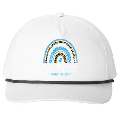 Be Kind Autism Awareness Leopard Rainbow Choose Kindness Snapback Five-Panel Rope Hat