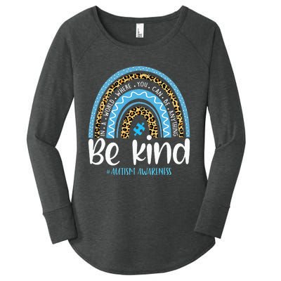 Be Kind Autism Awareness Leopard Rainbow Choose Kindness Women's Perfect Tri Tunic Long Sleeve Shirt