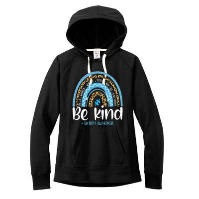 Be Kind Autism Awareness Leopard Rainbow Choose Kindness Women's Fleece Hoodie