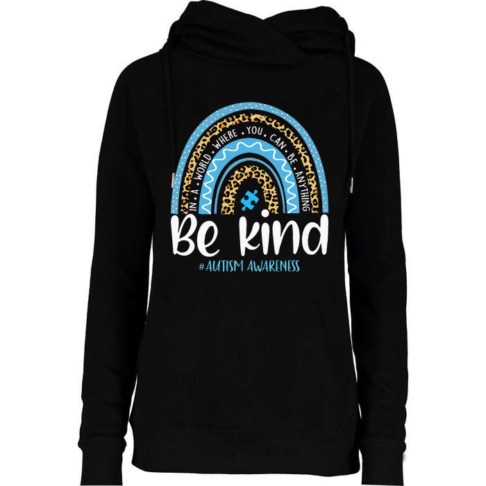 Be Kind Autism Awareness Leopard Rainbow Choose Kindness Womens Funnel Neck Pullover Hood