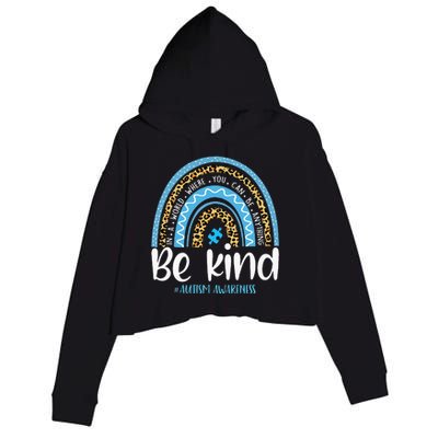 Be Kind Autism Awareness Leopard Rainbow Choose Kindness Crop Fleece Hoodie