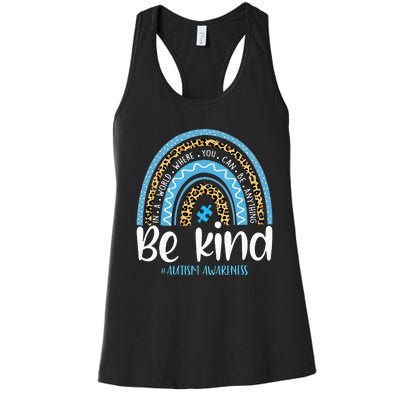 Be Kind Autism Awareness Leopard Rainbow Choose Kindness Women's Racerback Tank