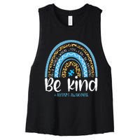 Be Kind Autism Awareness Leopard Rainbow Choose Kindness Women's Racerback Cropped Tank