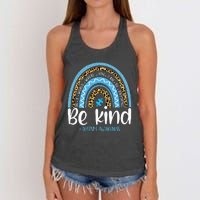 Be Kind Autism Awareness Leopard Rainbow Choose Kindness Women's Knotted Racerback Tank