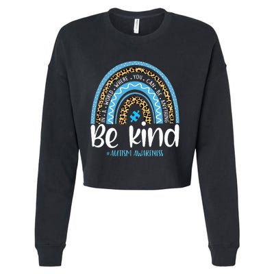 Be Kind Autism Awareness Leopard Rainbow Choose Kindness Cropped Pullover Crew