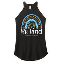 Be Kind Autism Awareness Leopard Rainbow Choose Kindness Women's Perfect Tri Rocker Tank