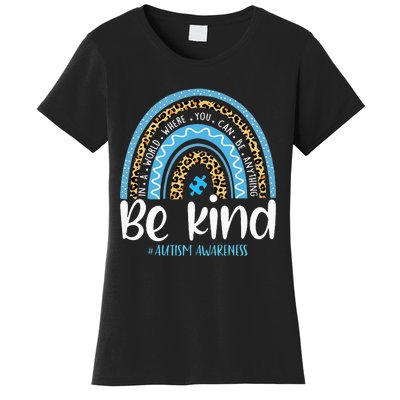 Be Kind Autism Awareness Leopard Rainbow Choose Kindness Women's T-Shirt