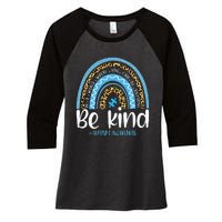 Be Kind Autism Awareness Leopard Rainbow Choose Kindness Women's Tri-Blend 3/4-Sleeve Raglan Shirt