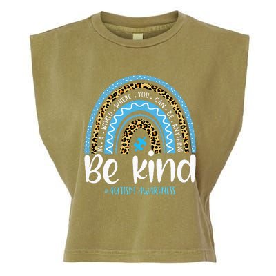 Be Kind Autism Awareness Leopard Rainbow Choose Kindness Garment-Dyed Women's Muscle Tee