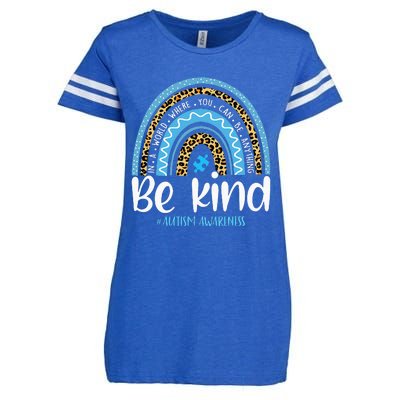 Be Kind Autism Awareness Leopard Rainbow Choose Kindness Enza Ladies Jersey Football T-Shirt