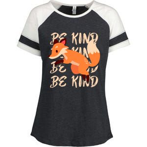 Be Kind Animal Fox Drawing Art World Kindness Day Great Gift Enza Ladies Jersey Colorblock Tee