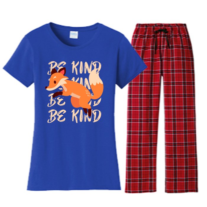 Be Kind Animal Fox Drawing Art World Kindness Day Great Gift Women's Flannel Pajama Set