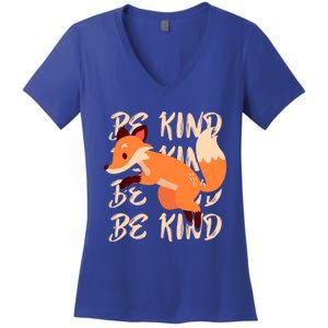 Be Kind Animal Fox Drawing Art World Kindness Day Great Gift Women's V-Neck T-Shirt