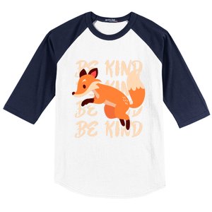 Be Kind Animal Fox Drawing Art World Kindness Day Great Gift Baseball Sleeve Shirt