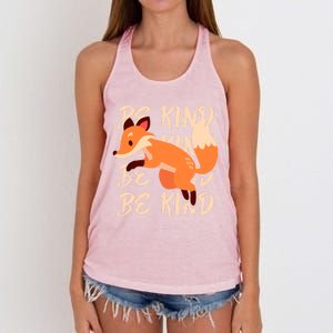 Be Kind Animal Fox Drawing Art World Kindness Day Great Gift Women's Knotted Racerback Tank