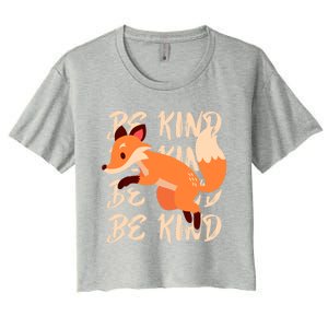 Be Kind Animal Fox Drawing Art World Kindness Day Great Gift Women's Crop Top Tee