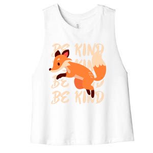 Be Kind Animal Fox Drawing Art World Kindness Day Great Gift Women's Racerback Cropped Tank