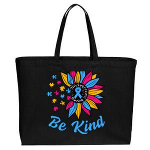 Be Kind Autism Awareness Sunflower Autism Mom Wo Cotton Canvas Jumbo Tote