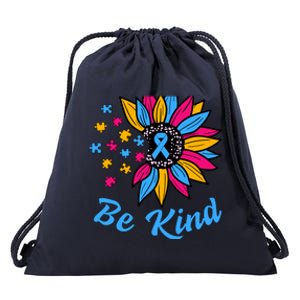 Be Kind Autism Awareness Sunflower Autism Mom Wo Drawstring Bag