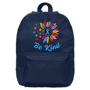 Be Kind Autism Awareness Sunflower Autism Mom Wo 16 in Basic Backpack