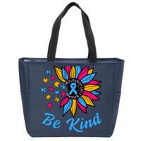 Be Kind Autism Awareness Sunflower Autism Mom Wo Zip Tote Bag