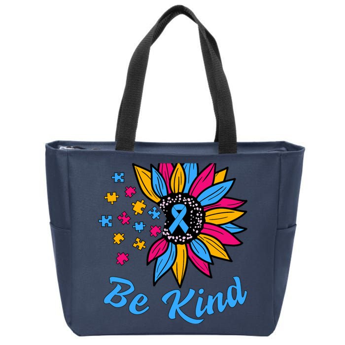 Be Kind Autism Awareness Sunflower Autism Mom Wo Zip Tote Bag