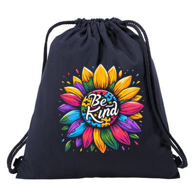 Be Kind Autism Awareness Gift Sunflower Cool Gift Drawstring Bag