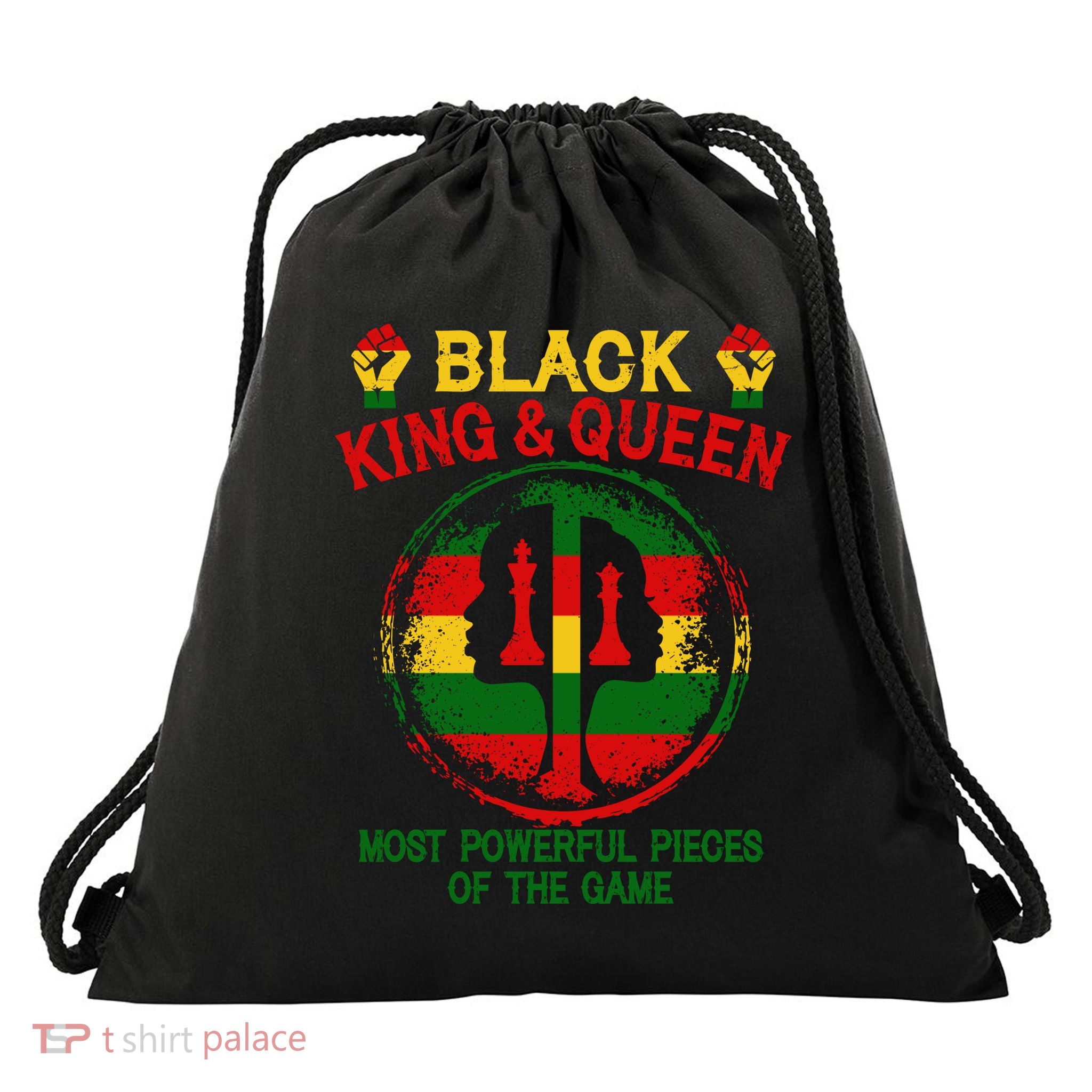 Black King And Queen Most Powerful Pieces Of The Game Drawstring Bag