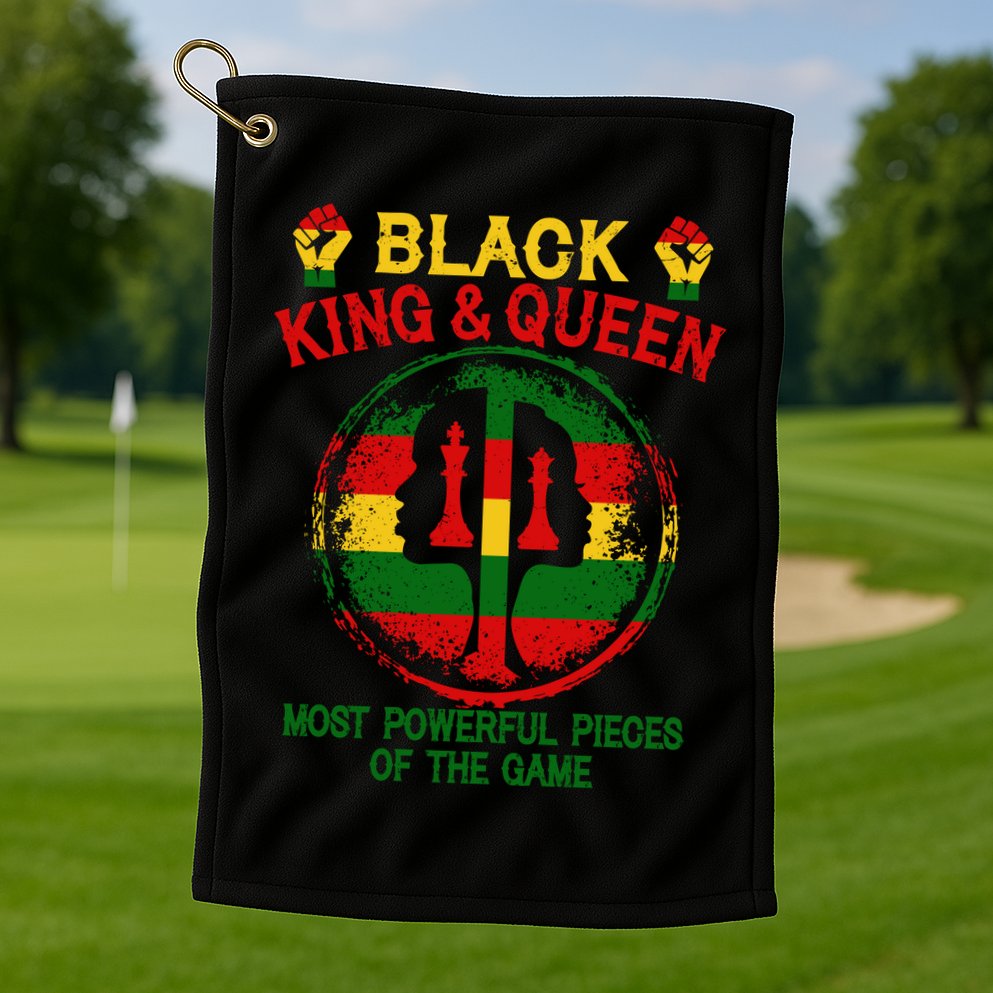 Black King And Queen Most Powerful Pieces Of The Game Golf Towel