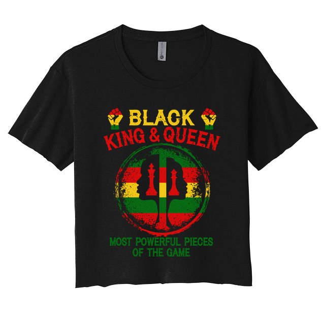 Black King And Queen Most Powerful Pieces Of The Game Women's Crop Top Tee