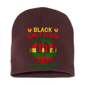 Black King And Queen Most Powerful Pieces Of The Game Short Acrylic Beanie