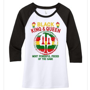 Black King And Queen Most Powerful Pieces Of The Game Women's Tri-Blend 3/4-Sleeve Raglan Shirt