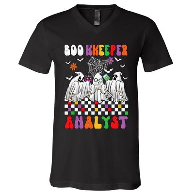 Boo Kkeeper Analyst Halloween Bookkeeper Job Matching Party V-Neck T-Shirt