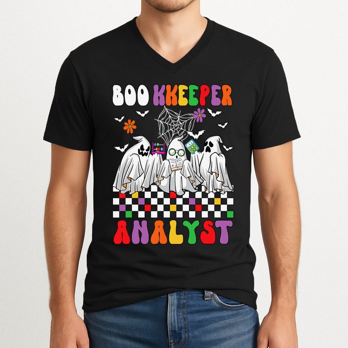 Boo Kkeeper Analyst Halloween Bookkeeper Job Matching Party V-Neck T-Shirt
