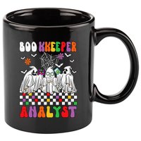 Boo Kkeeper Analyst Halloween Bookkeeper Job Matching Party 11oz C Handle Ceramic Mug