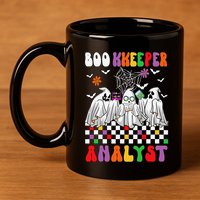 Boo Kkeeper Analyst Halloween Bookkeeper Job Matching Party 11oz C Handle Ceramic Mug