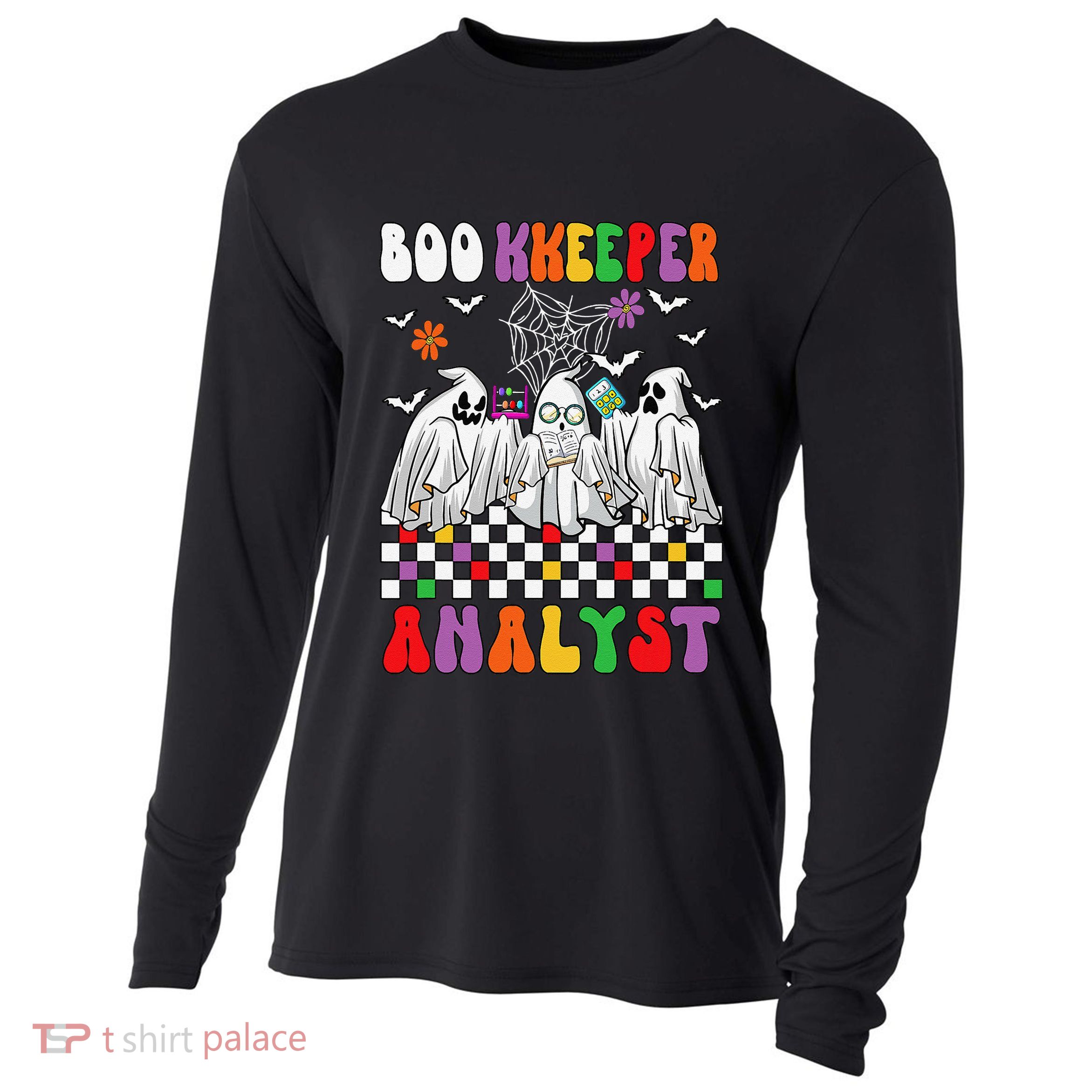 Boo Kkeeper Analyst Halloween Bookkeeper Job Matching Party Cooling Performance Long Sleeve Crew