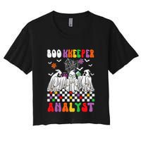 Boo Kkeeper Analyst Halloween Bookkeeper Job Matching Party Women's Crop Top Tee