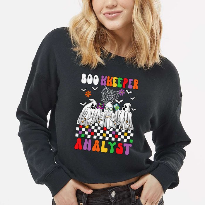 Boo Kkeeper Analyst Halloween Bookkeeper Job Matching Party Cropped Pullover Crew