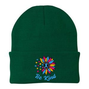 Be Kind Autism Awareness Sunflower Autism Mom Wo kid Knit Cap Winter Beanie