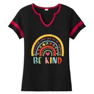 Be Kind Autism Awareness Acceptance Rainbow Choose Kindness Cute Gift Ladies Halftime Notch Neck Tee