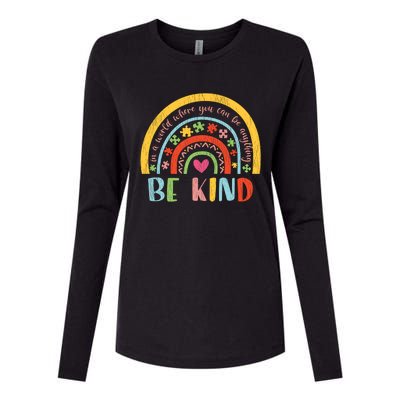 Be Kind Autism Awareness Acceptance Rainbow Choose Kindness Cute Gift Womens Cotton Relaxed Long Sleeve T-Shirt