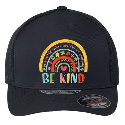 Be Kind Autism Awareness Acceptance Rainbow Choose Kindness Cute Gift Flexfit Unipanel Trucker Cap