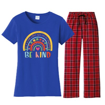 Be Kind Autism Awareness Acceptance Rainbow Choose Kindness Cute Gift Women's Flannel Pajama Set