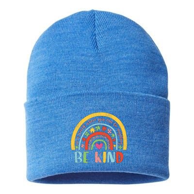 Be Kind Autism Awareness Acceptance Rainbow Choose Kindness Cute Gift Sustainable Knit Beanie