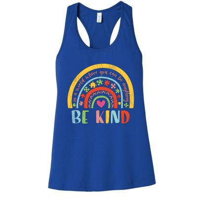 Be Kind Autism Awareness Acceptance Rainbow Choose Kindness Cute Gift Women's Racerback Tank